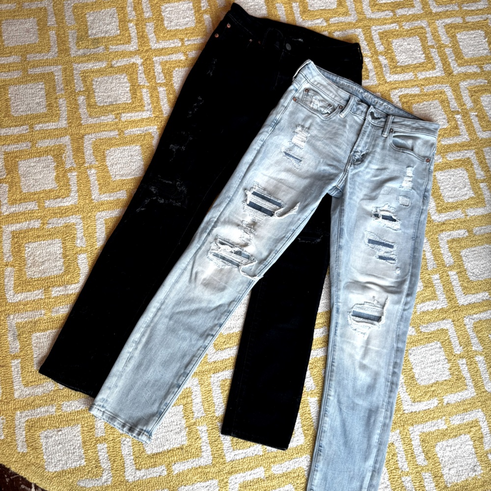 Stylish Black and Light Blue Distressed men’s Jeans